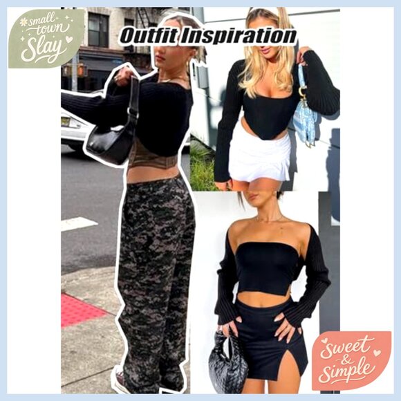 Cropped Knit Cardigan Long Sleeve Open Front Shrug Sweater - Picture 6 of 7